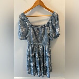 Kindred. Floral Smocked Tiered Dress Size PL Lined Cottagecore Flutter Sleeves